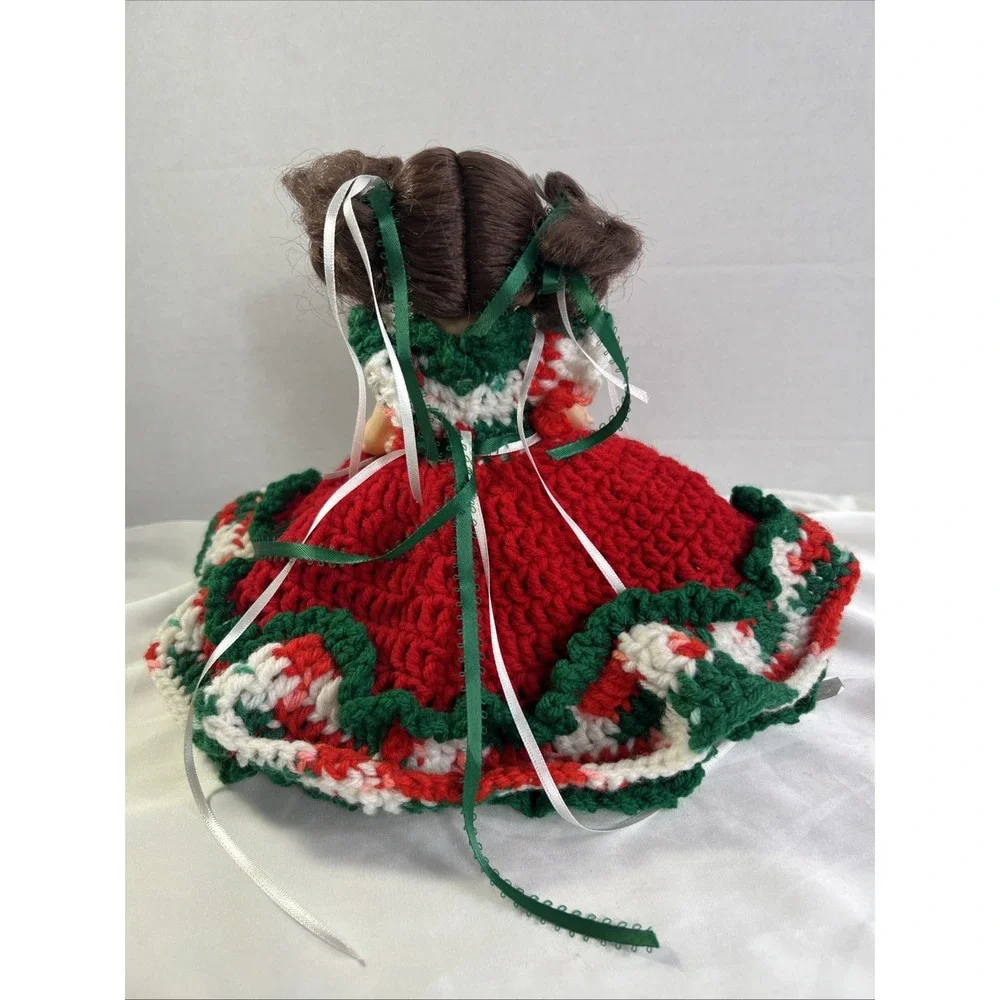 Christmas Doll Decor Vintage Handmade Knit Crochet‎ Movable Arms Tree Topper